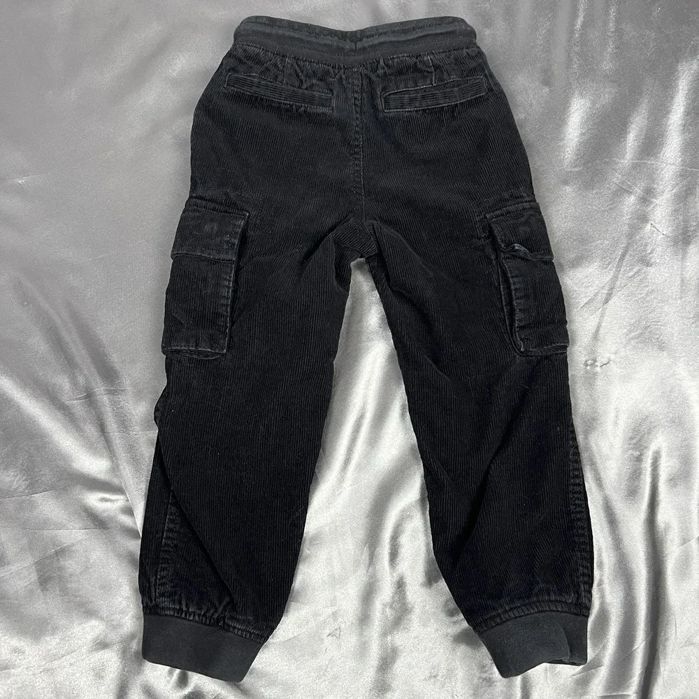 Baby GAP Cargo Pants Toddler 4‎ Years Lined Black Corduroy Pull-On Joggers Cozy